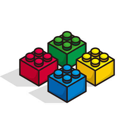 four color of box puzzle cartoon illustration design vectorのイラスト素材