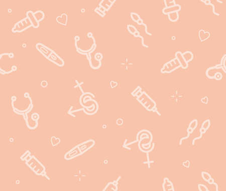 medical icon seamless pattern background line art vectorのイラスト素材