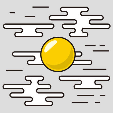 sun sky with cloud modern style background illustration cartoon design vectorのイラスト素材