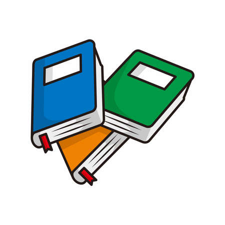 three books with different color illustration cartoon design vectorのイラスト素材