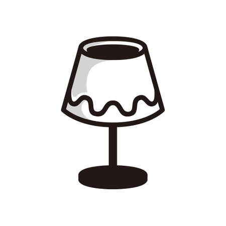 symbol of a table lamp in the bedroom, with line art style, and shadow details.のイラスト素材