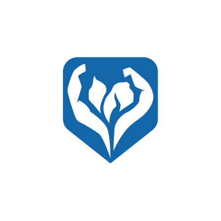 logo or symbol of a man and woman raising their arm muscles, a logo that is suitable for the gym or about strength and also health vitamin supplements.のイラスト素材