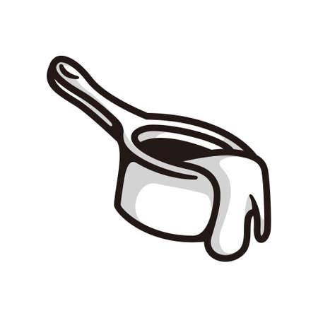 a symbol of a dipper and a splash of water, in a black line art style and shadow details.のイラスト素材
