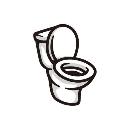 symbol of a toilet seat, in black line art style and shadow details.のイラスト素材
