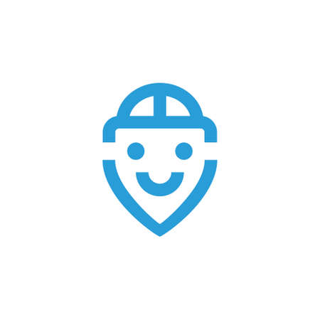 The symbol of the location is a smile and a car shape, a unique logo.のイラスト素材