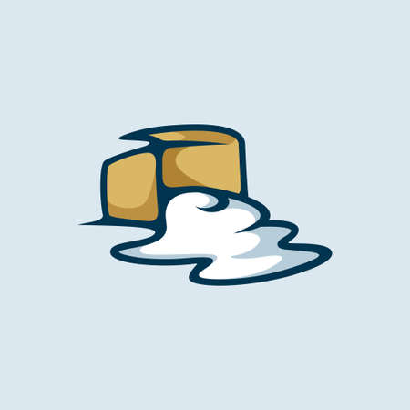 Spilled milk box cartoon symbol logo design vectorのイラスト素材