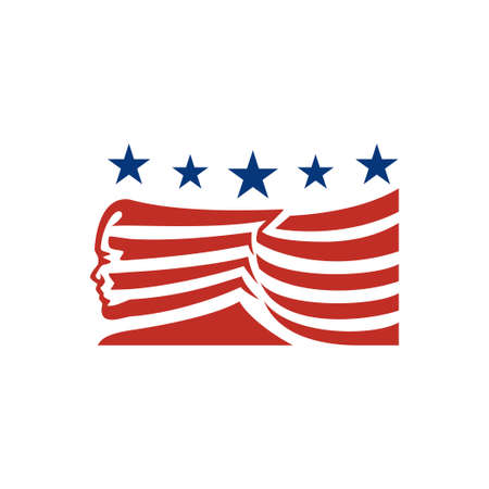 American flag face heroes symbol logo design illustration vectorのイラスト素材