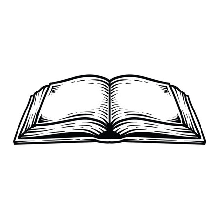Open book isolated on white background. Vector illustration in sketch style.のイラスト素材
