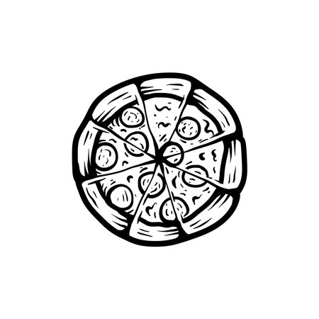 Pizza icon. Hand drawn illustration of pizza vector icon for web designのイラスト素材