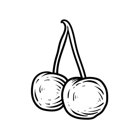 Cherries doodle icon. Hand drawn vector illustration.のイラスト素材