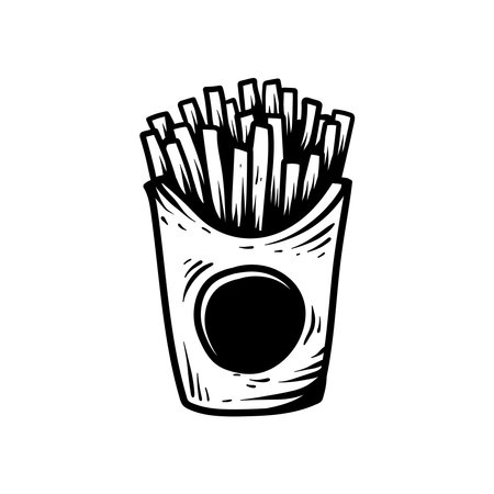 French fries in a paper box. Fast food. Vector illustration.のイラスト素材