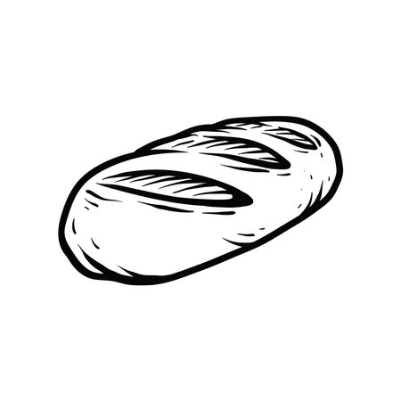 Bread hand drawn vector illustration isolated on white background. Sketch style.のイラスト素材
