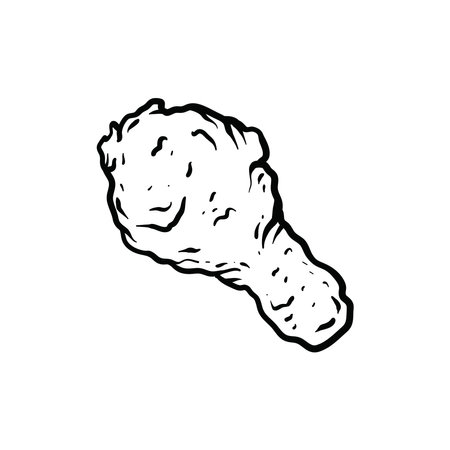 Chicken drumstick. Hand drawn illustration of chicken leg vector icon for web designのイラスト素材