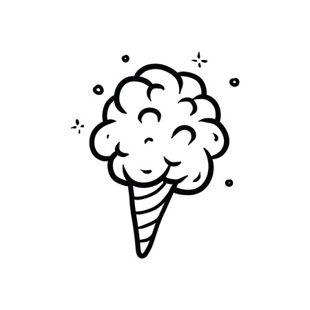 cotton candy doodle icon, vector illustration. Hand drawn ice cream.のイラスト素材