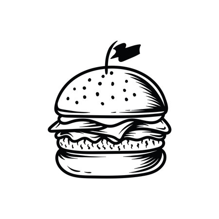 Hamburger icon on white background. Vector illustration of fast food.のイラスト素材