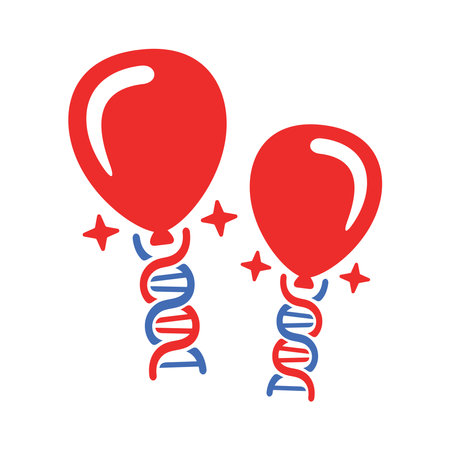 Two red and blue balloons on a white background. Vector illustration.のイラスト素材