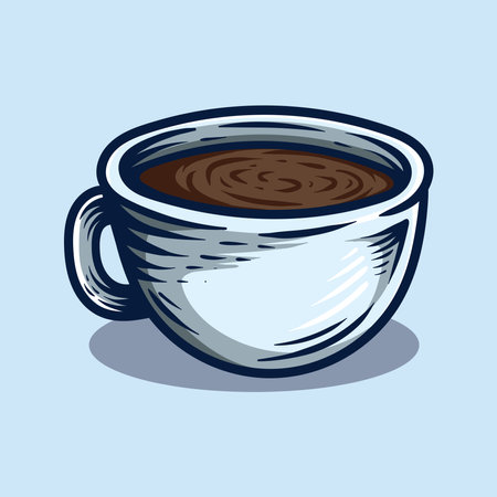 Coffee cup isolated on a blue background. Vector illustration.のイラスト素材