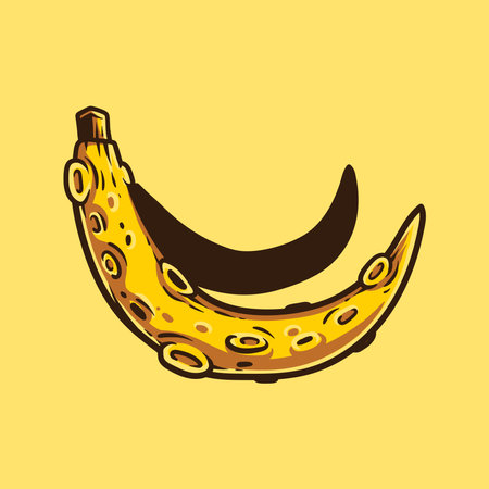 Banana icon. Vector illustration of banana isolated on yellow background.のイラスト素材