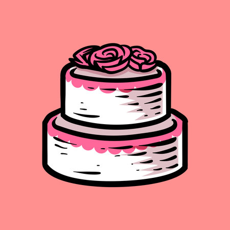 Cake with roses. Vector illustration in doodle style.のイラスト素材