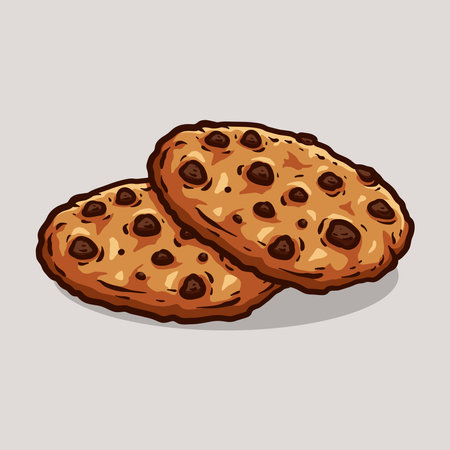 Chocolate chip cookies isolated on gray background. Vector hand drawn illustration.のイラスト素材