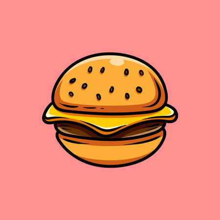 Hamburger icon. Vector illustration of fast food hamburger.のイラスト素材