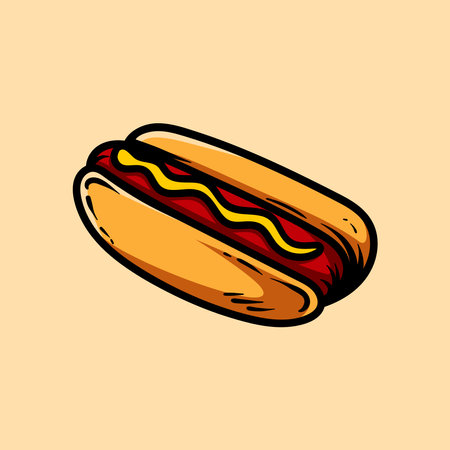 Hot dog vector illustration. Fast food. Hand drawn fast food.のイラスト素材