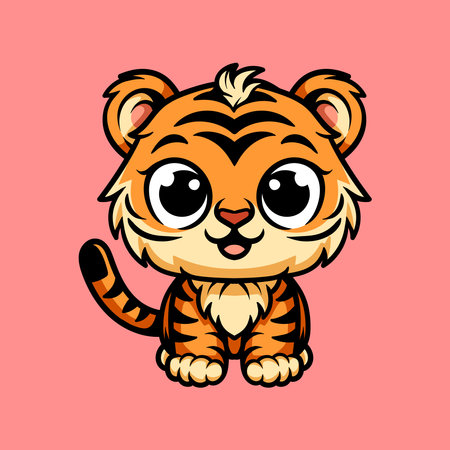 Cute tiger cartoon character. Vector illustration of a cute tiger.のイラスト素材