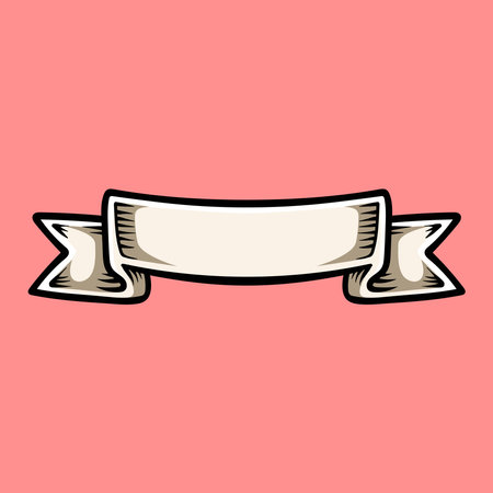 Vintage retro ribbon banner. Hand drawn vector illustration. Isolated on pink background.のイラスト素材