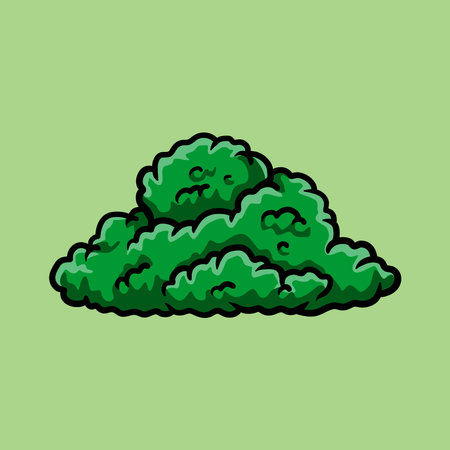 Green tree on a green background. Vector illustration in flat style.のイラスト素材