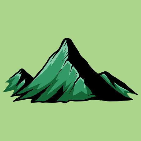 Mountain icon. Vector illustration of a mountain on a green background.のイラスト素材