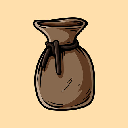 leather money bag. Hand drawn vector illustration in doodle styleのイラスト素材