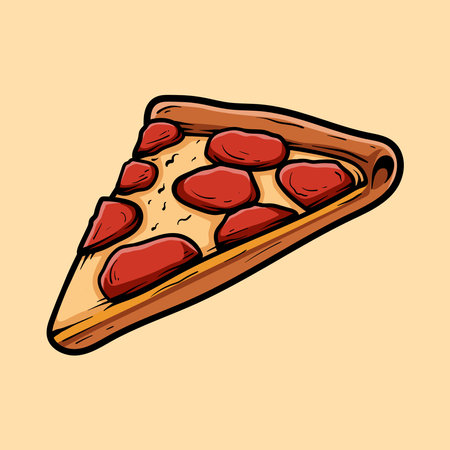 Pizza slice vector illustration. Hand drawn illustration of pizza slice.のイラスト素材