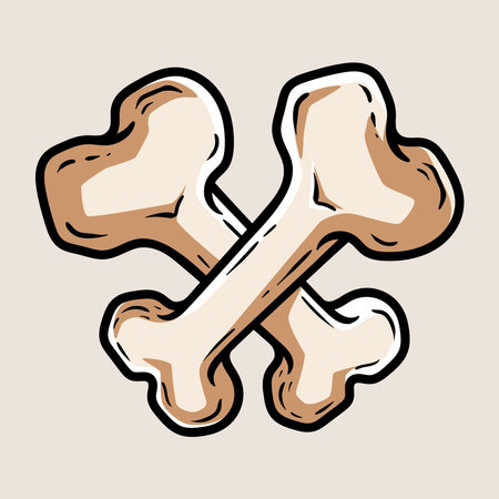 Vector illustration of bone in cartoon style. Hand drawn bone icon.のイラスト素材