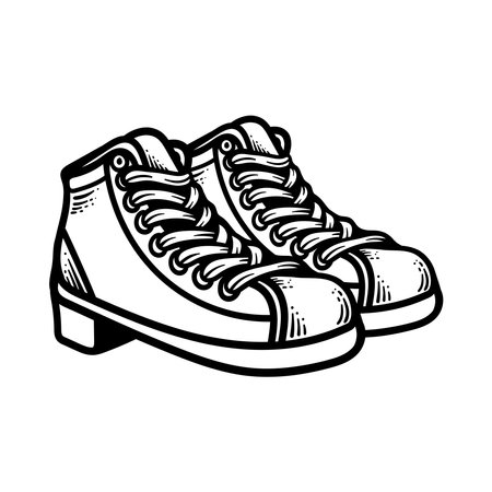 Sneakers. Vector illustration in vintage engraving style.のイラスト素材
