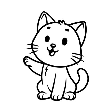 Cute cartoon cat. Hand drawn vector illustration in doodle style.のイラスト素材