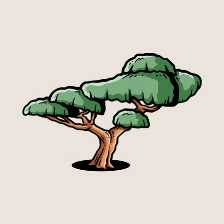 Pine tree isolated on white background, hand drawn vector illustration.のイラスト素材