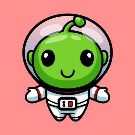Cute Cartoon Astronaut Character Mascot Design Vector Illustrationのイラスト素材