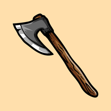 Axe. Vector illustration of an ax. Hand drawn style.のイラスト素材