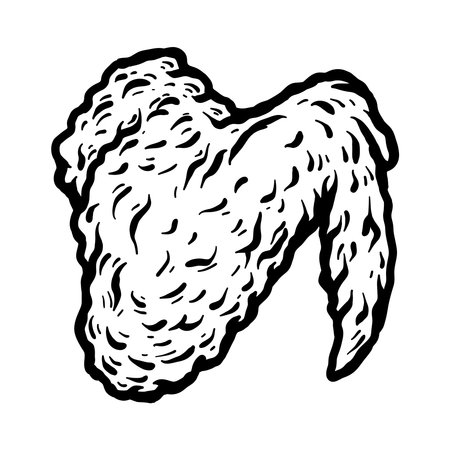 Vector hand drawn illustration of wing. Isolated on white background.のイラスト素材