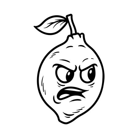 Lemon with angry face. Vector illustration of a cartoon lemon.のイラスト素材