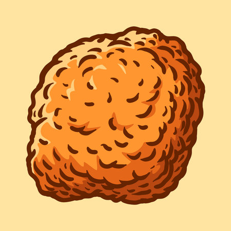Illustration of a fried chicken thigh on a yellow background. Vector illustrationのイラスト素材