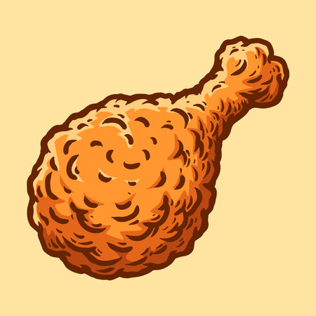 Fried chicken leg. Vector illustration of a fried chicken leg.のイラスト素材