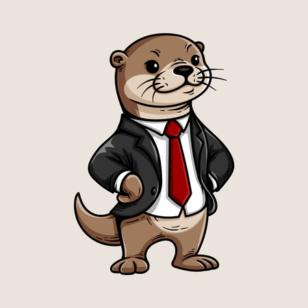 Cute otter in a suit and tie. Vector illustration.のイラスト素材
