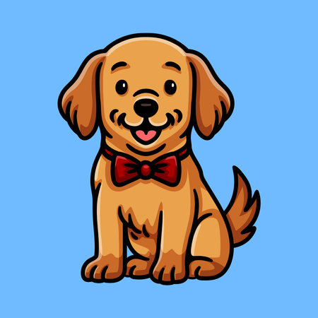 Cute Cartoon Golden Retriever Dog. Vector Illustration.のイラスト素材