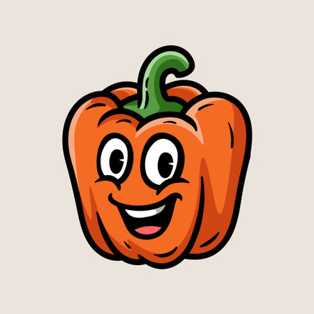 Cartoon bell pepper character. Vector illustration. Isolated on white background.のイラスト素材
