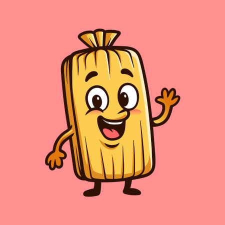 Cute Corn Cartoon tamales Mascot Character With Happy Facial Expressionのイラスト素材