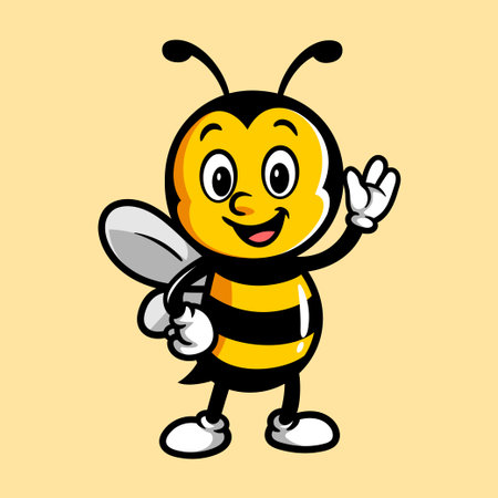 Cute Bee Cartoon Mascot Character Mascot Vector Illustrationのイラスト素材