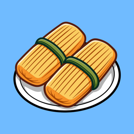 Illustration of tamales on plate. Vector illustration in cartoon style.のイラスト素材