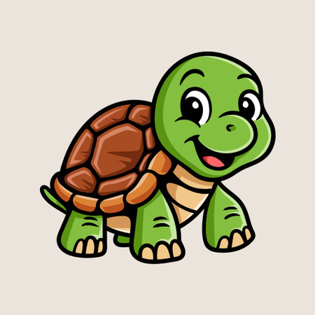 Cute little turtle cartoon vector illustration. Cute baby turtle character.
