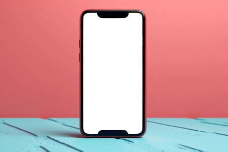 smartphone display mockup with space for custom content in a hand, creating an attractive and professional visual. Generative AI Technology.の素材